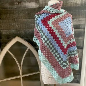 Crochet Granny square afghan 34 x 34 baby blanket